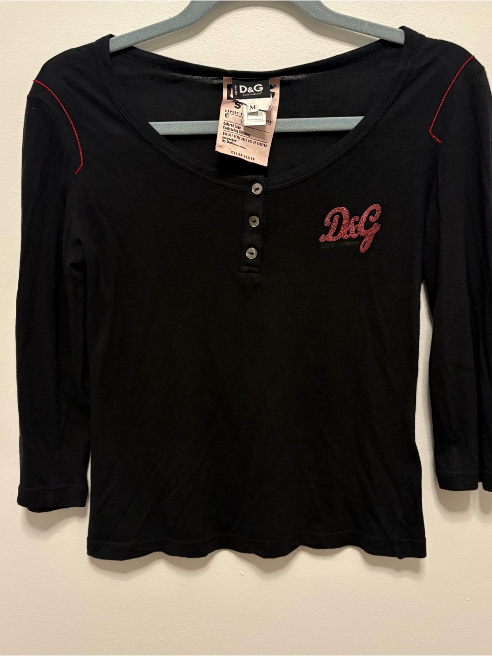 Dolce and Gabbana black long sleeve Henley top